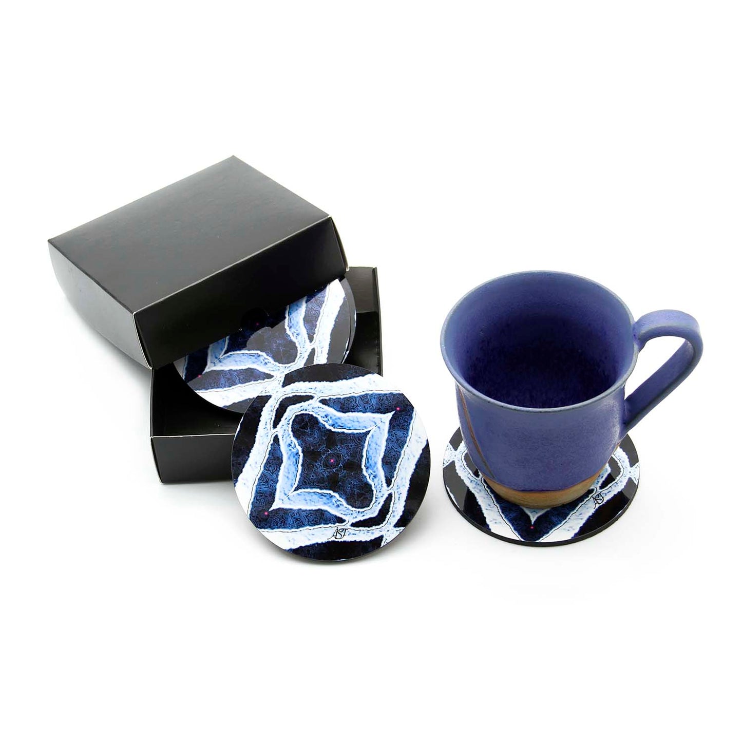 Zebra Blue - Drink Coasters